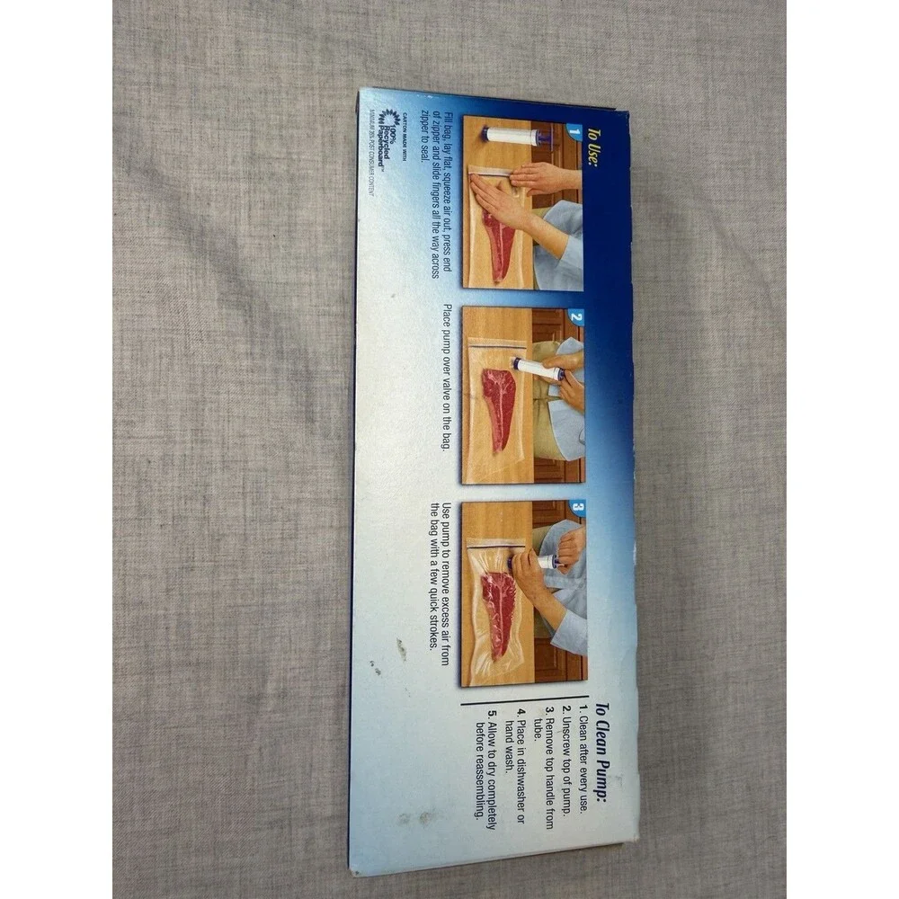 Ziploc Vacuum Starter Kit Freezer Bags With 1 Pump 3 Quart Bags New